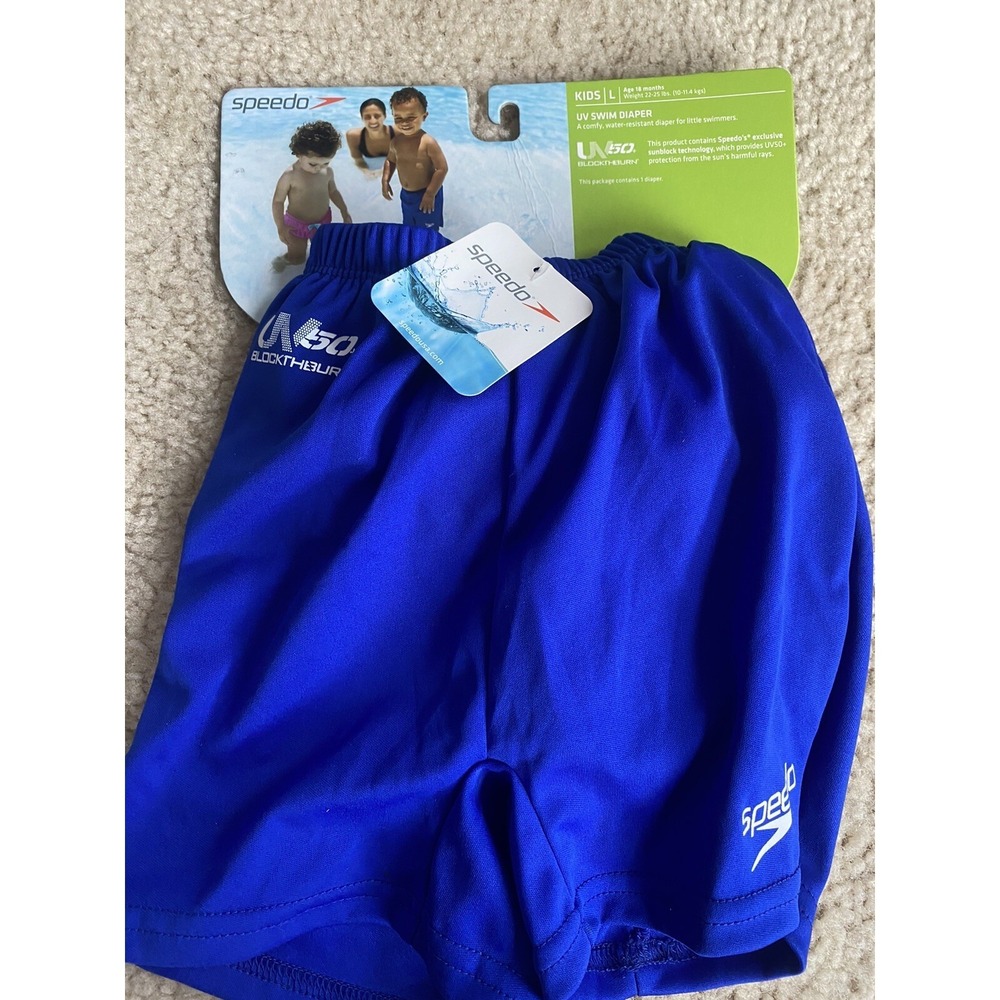Boys Blue UV50+ Speedo Swim Diaper Trunks Size Large 18 Months New